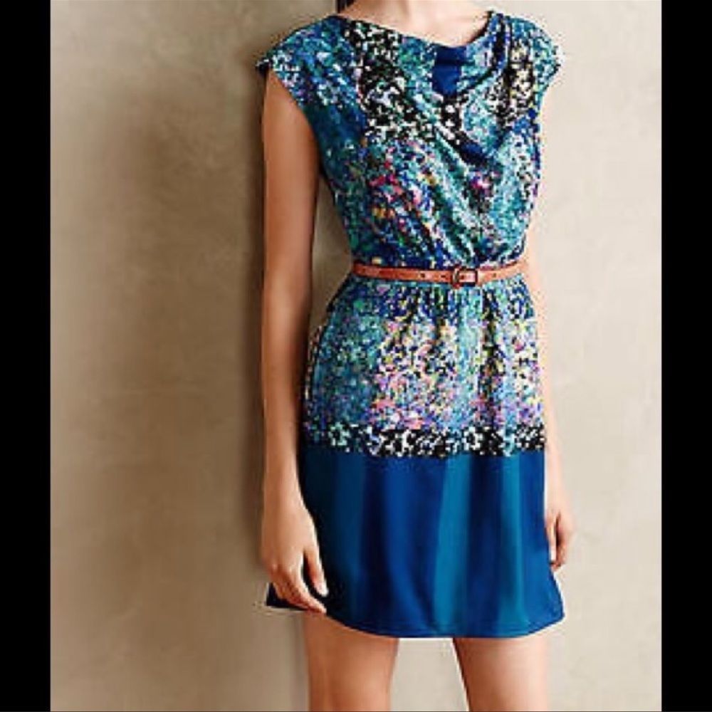 Anthropologie Blue Floral Dress